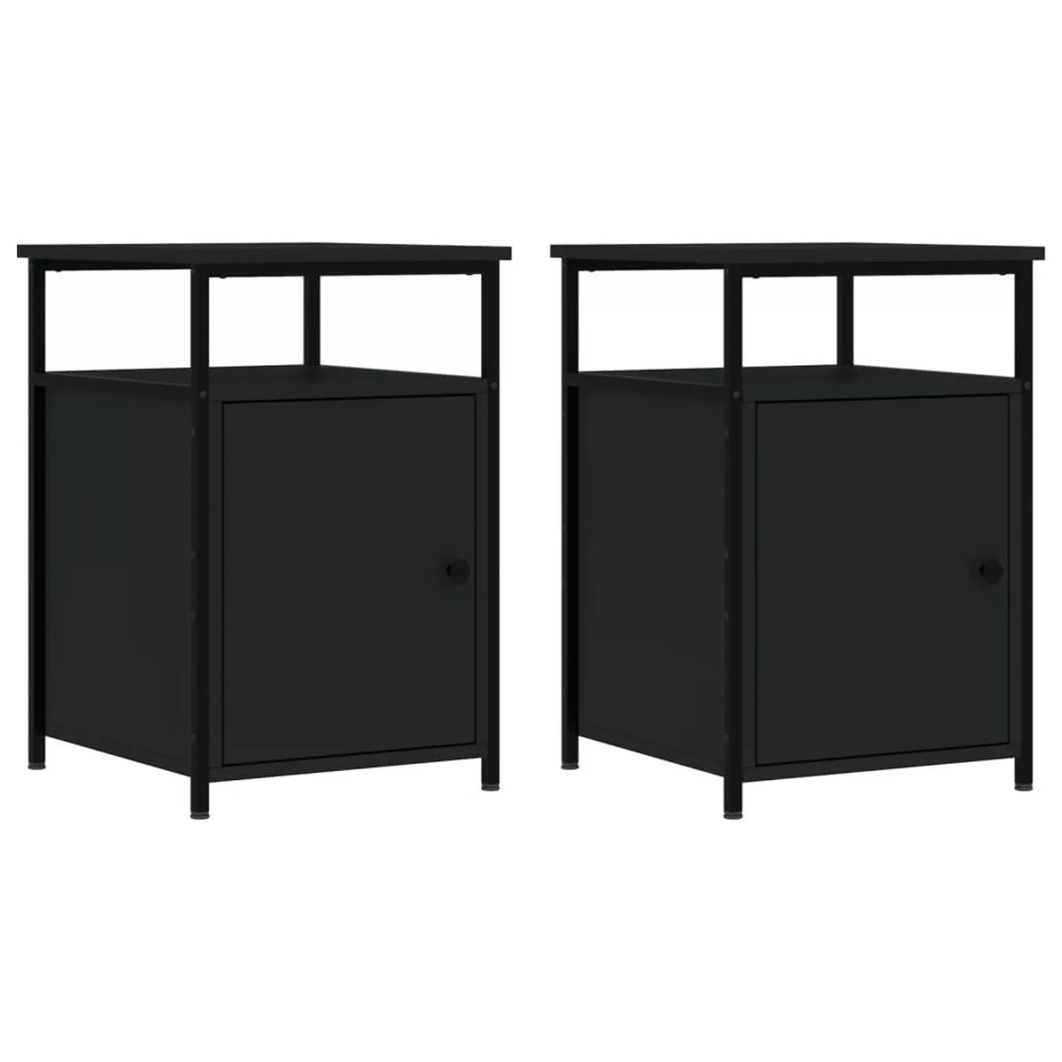 vidaXL Nachttische 2 Stk Schwarz 40x42x60 cm Holzwerkstoff Modell 2 günstig online kaufen