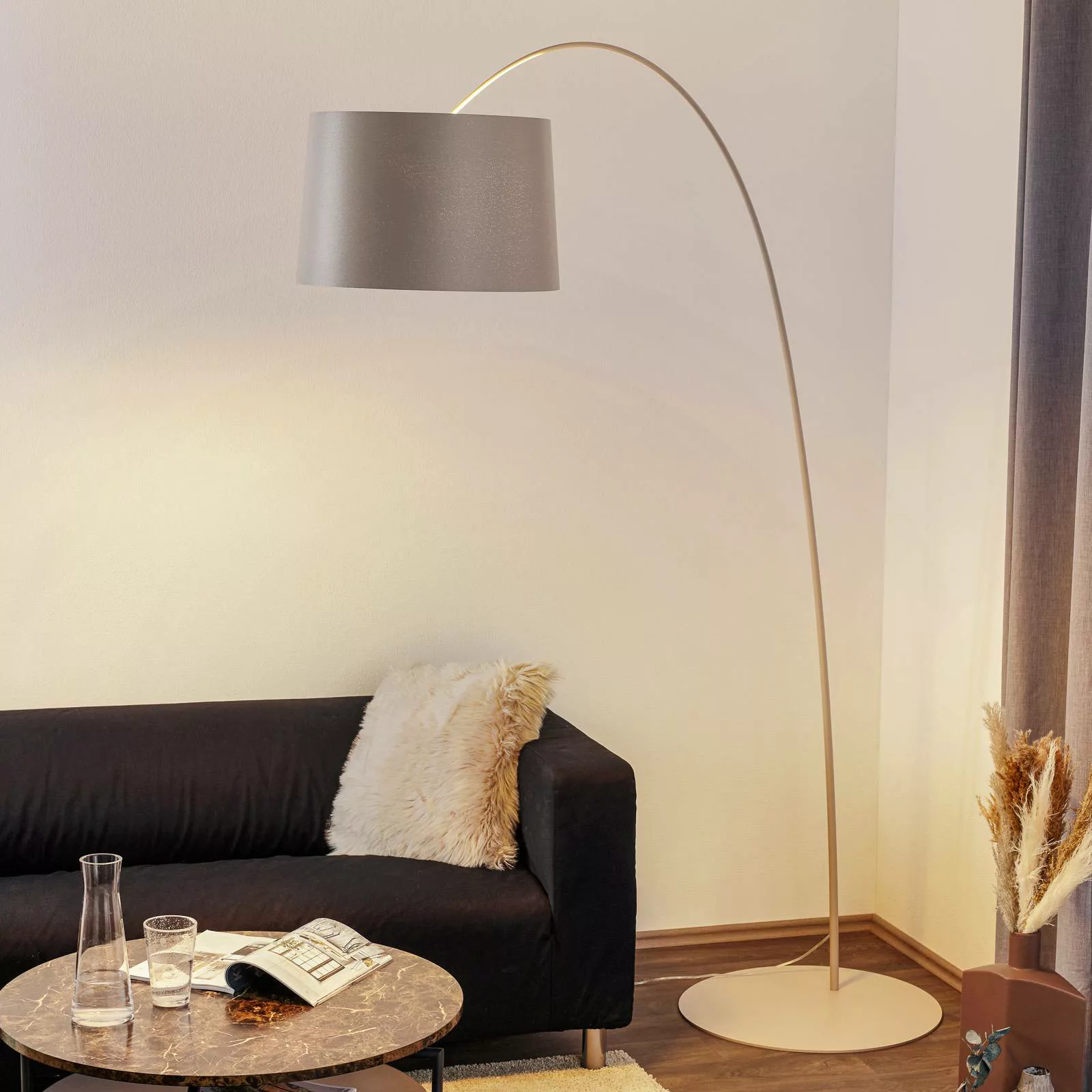 Foscarini Twiggy Bogenleuchte mit Dimmer, greige günstig online kaufen