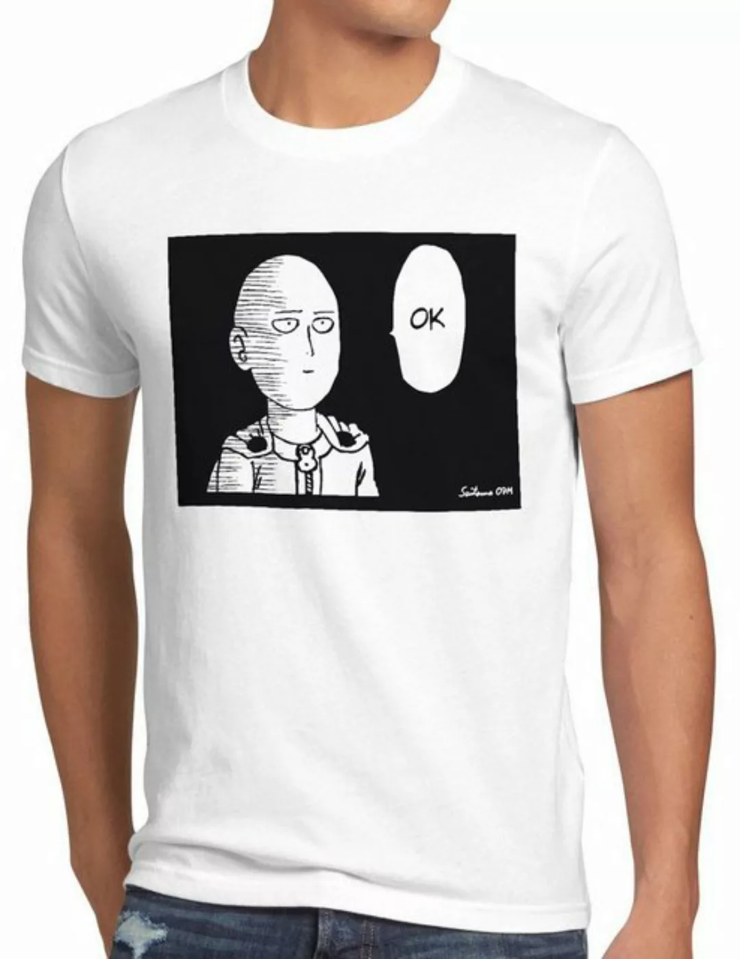 Print-Shirt Herren T-Shirt Saitama Ok anime manga one punch genos faust sup günstig online kaufen