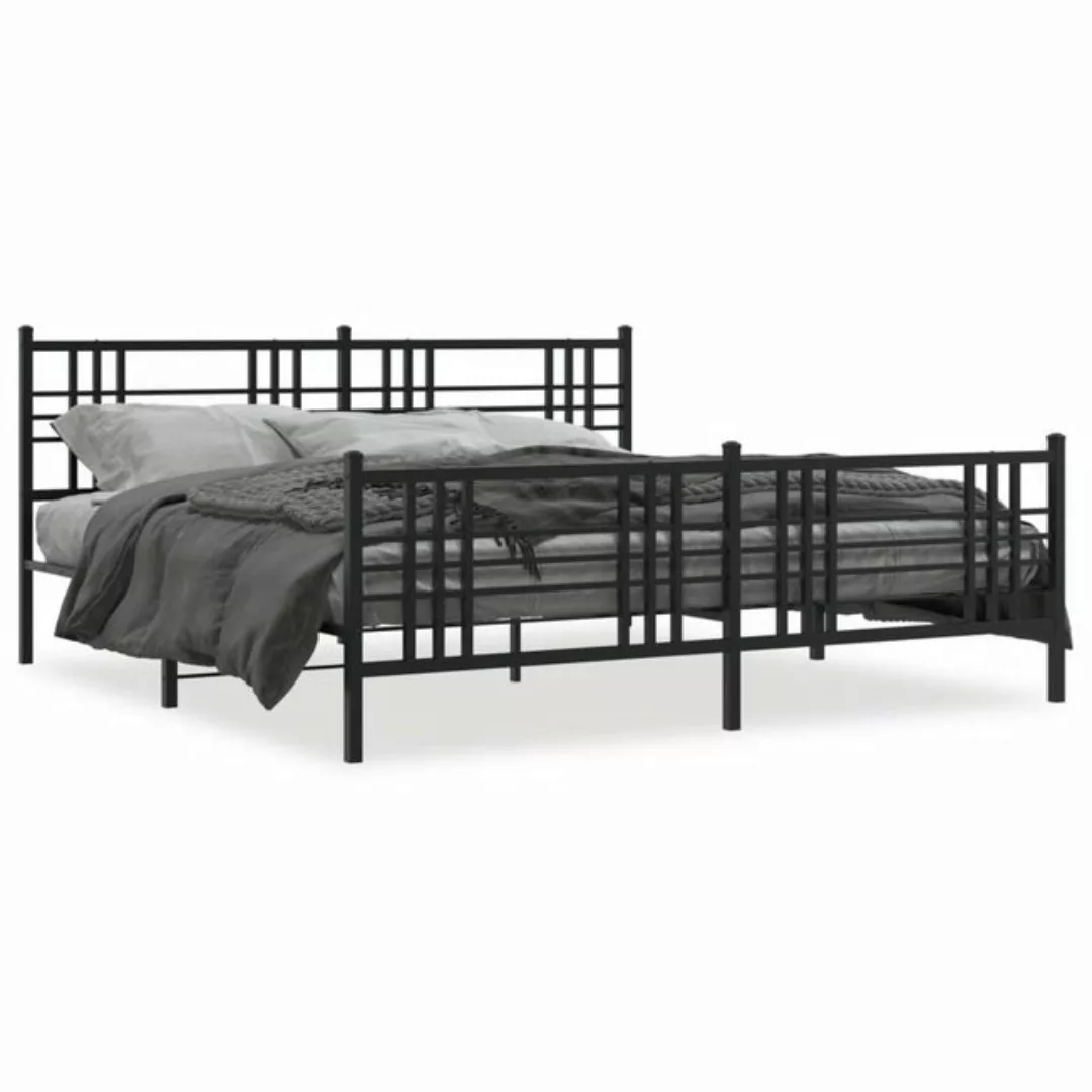 vidaXL Bett Bettgestell mit Kopf- und Fußteil Metall Schwarz 200x200 cm günstig online kaufen