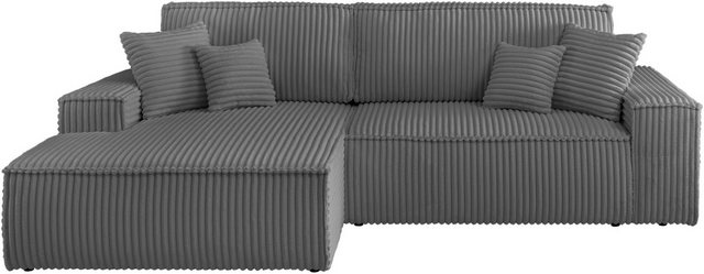 andas Ecksofa Finnley Schlafsofa 267 cm in Bouclé, Struktur fein u. Cord, L günstig online kaufen