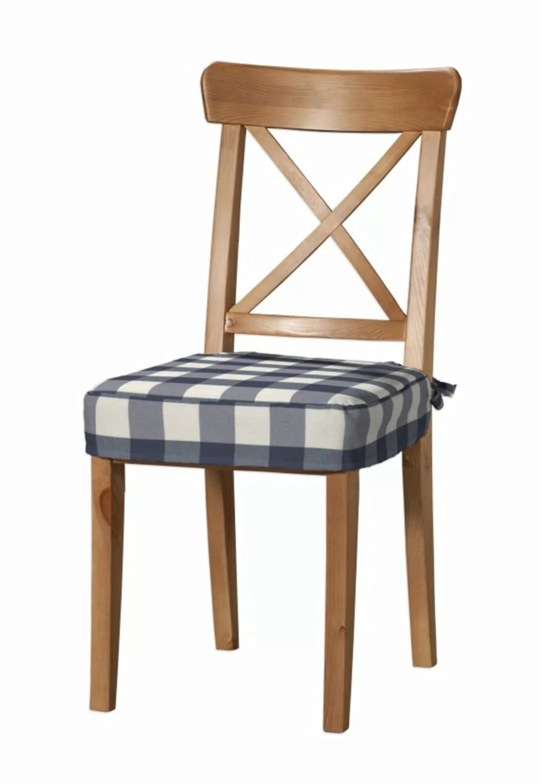 Sitzkissen geeignet für das Ikea Modell Ingolf, weiss-dunkelblau kariert, M günstig online kaufen