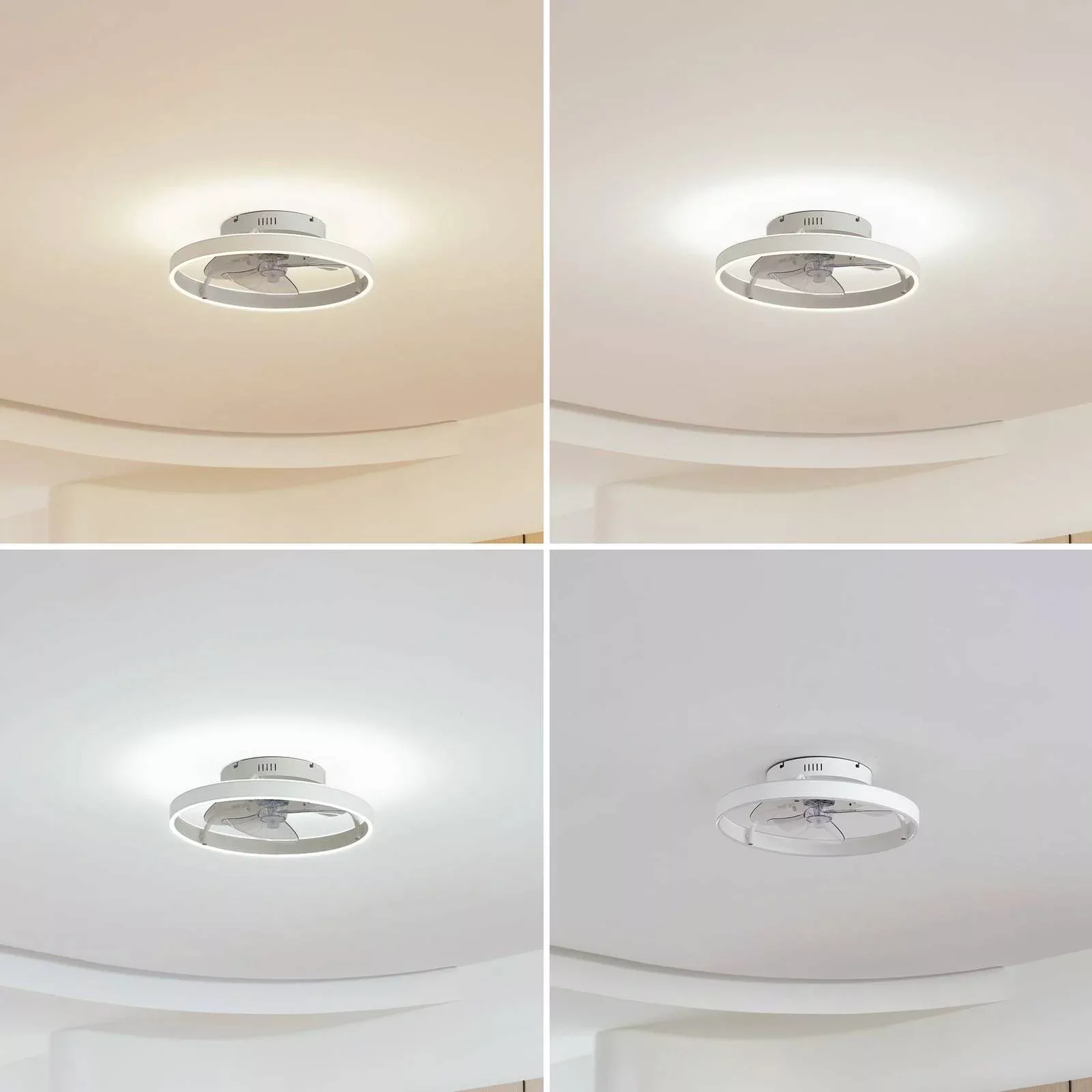 Lindby LED-Deckenventilator Momitu, weiß, leise, Ø 14 cm günstig online kaufen
