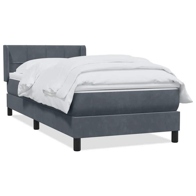 vidaXL Boxspringbett, Boxspringbett mit Matratze Dunkelgrau 80x220 cm Samt günstig online kaufen