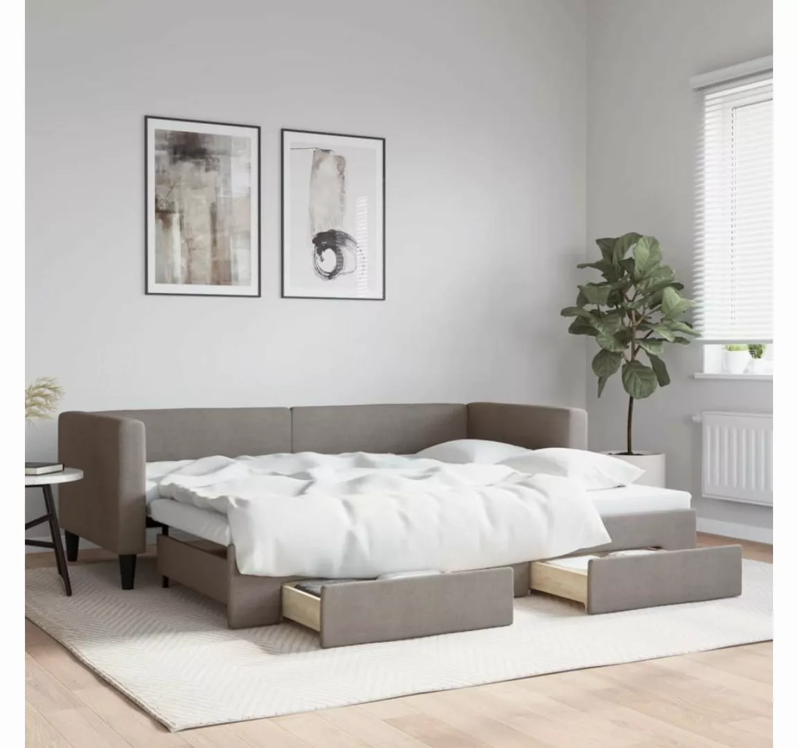 vidaXL Gästebett Gästebett Tagesbett Ausziehbar mit Schubladen Taupe 80x200 günstig online kaufen