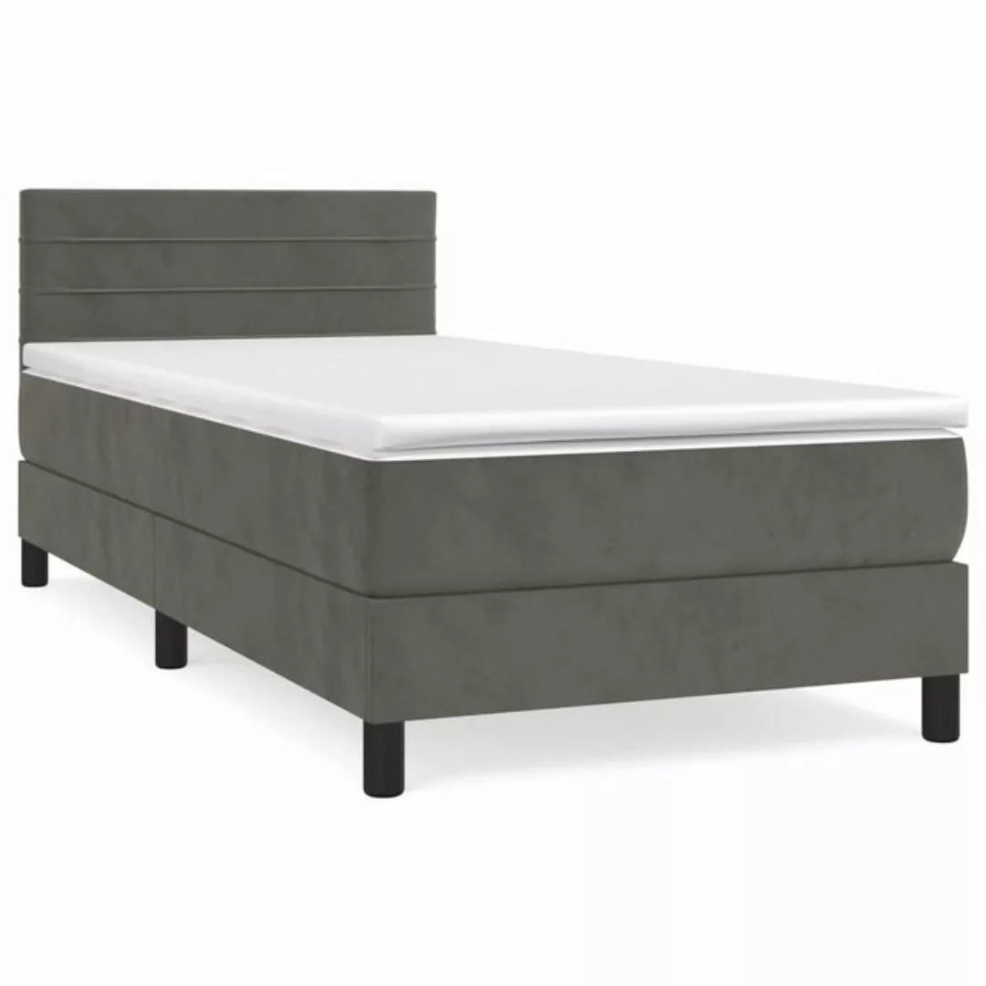 vidaXL Bettgestell Boxspringbett mit Matratze Dunkelgrau 90x200 cm Samt Bet günstig online kaufen