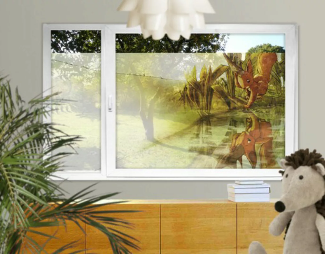 Fensterfolie Einhörnchen Spiegelbild günstig online kaufen