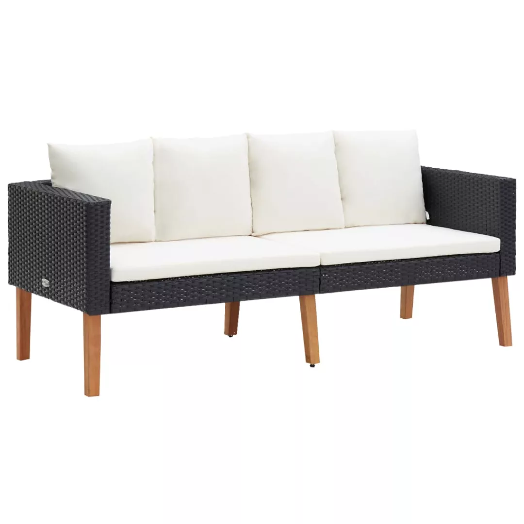 2-sitzer-gartensofa Mit Auflagen Poly Rattan Schwarz günstig online kaufen