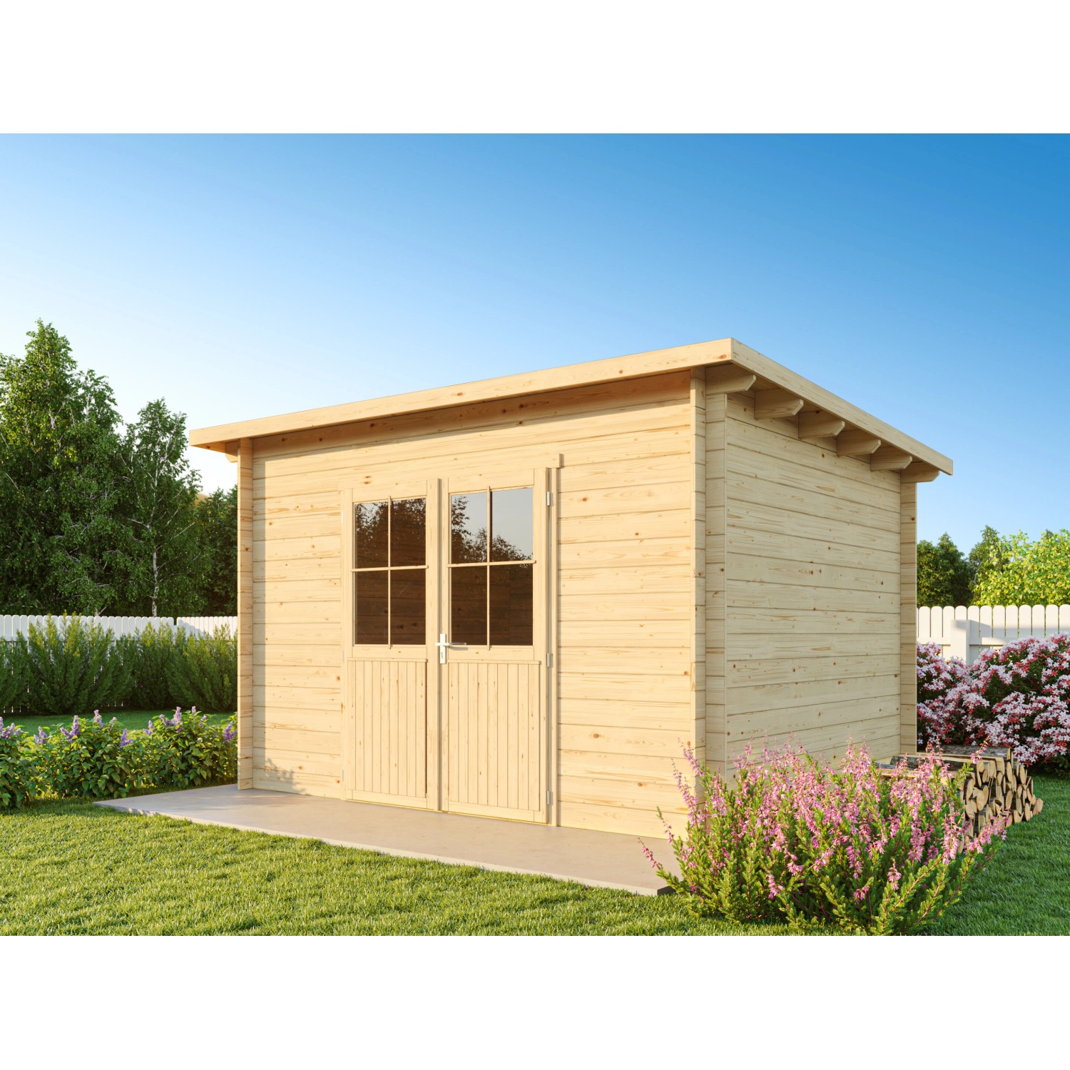 Fjordholz Pultdach Gartenhaus Modell Ezra 4D Farblos Imprägniert günstig online kaufen
