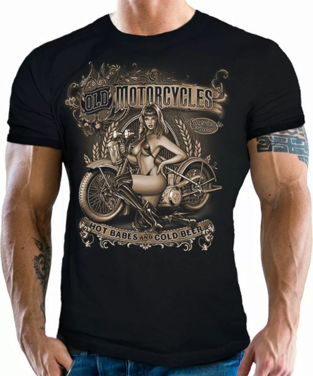 GASOLINE BANDIT® T-Shirt für Motorradfahrer und Biker: Hot Babes and cool B günstig online kaufen
