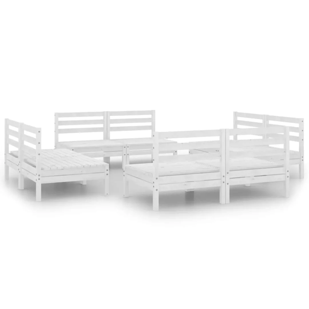 8-tlg. Garten-lounge-set Weiß Kiefer Massivholz günstig online kaufen