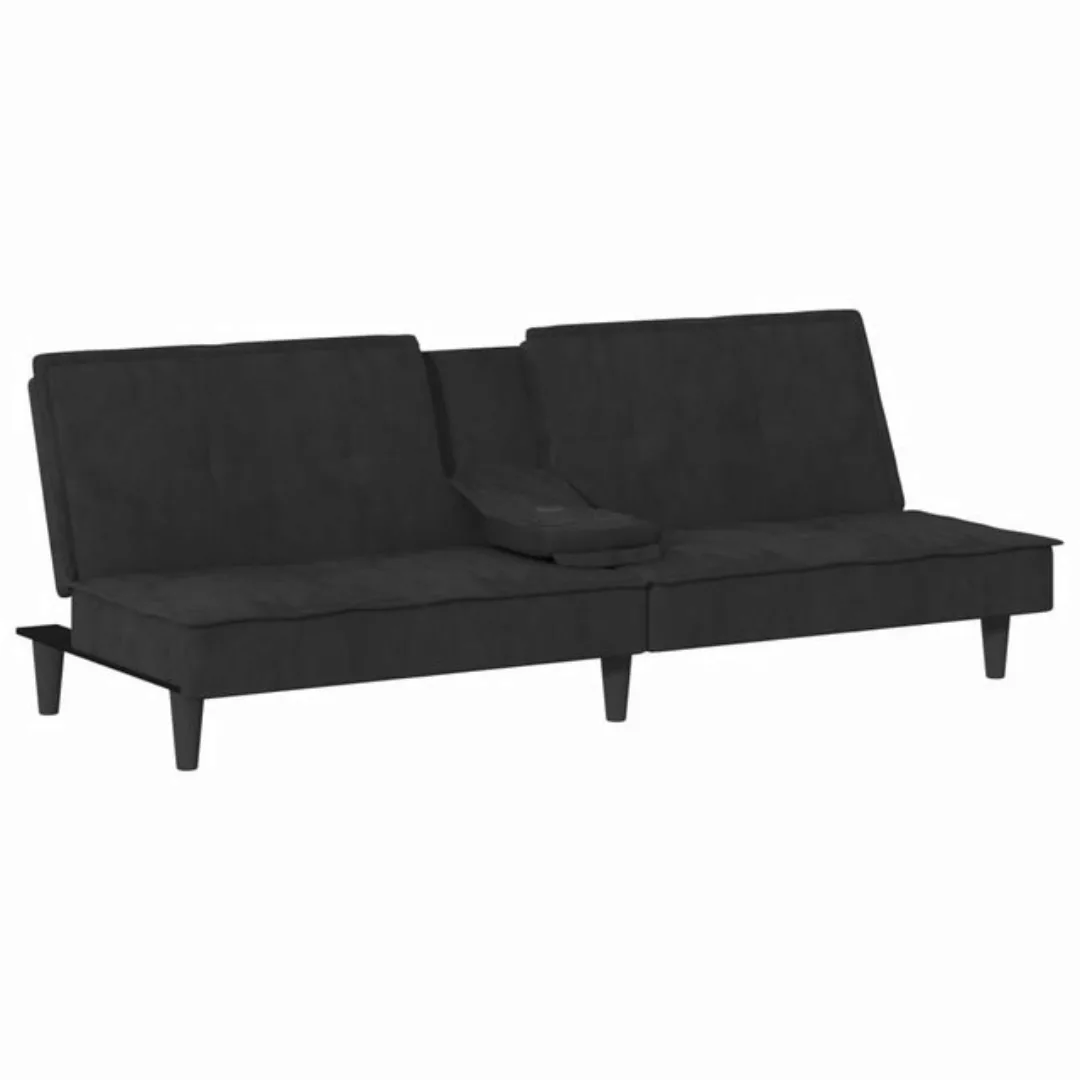 vidaXL Sofa Schlafsofa mit Getränkehaltern Schwarz Samt Schlafcouch Sofa Co günstig online kaufen