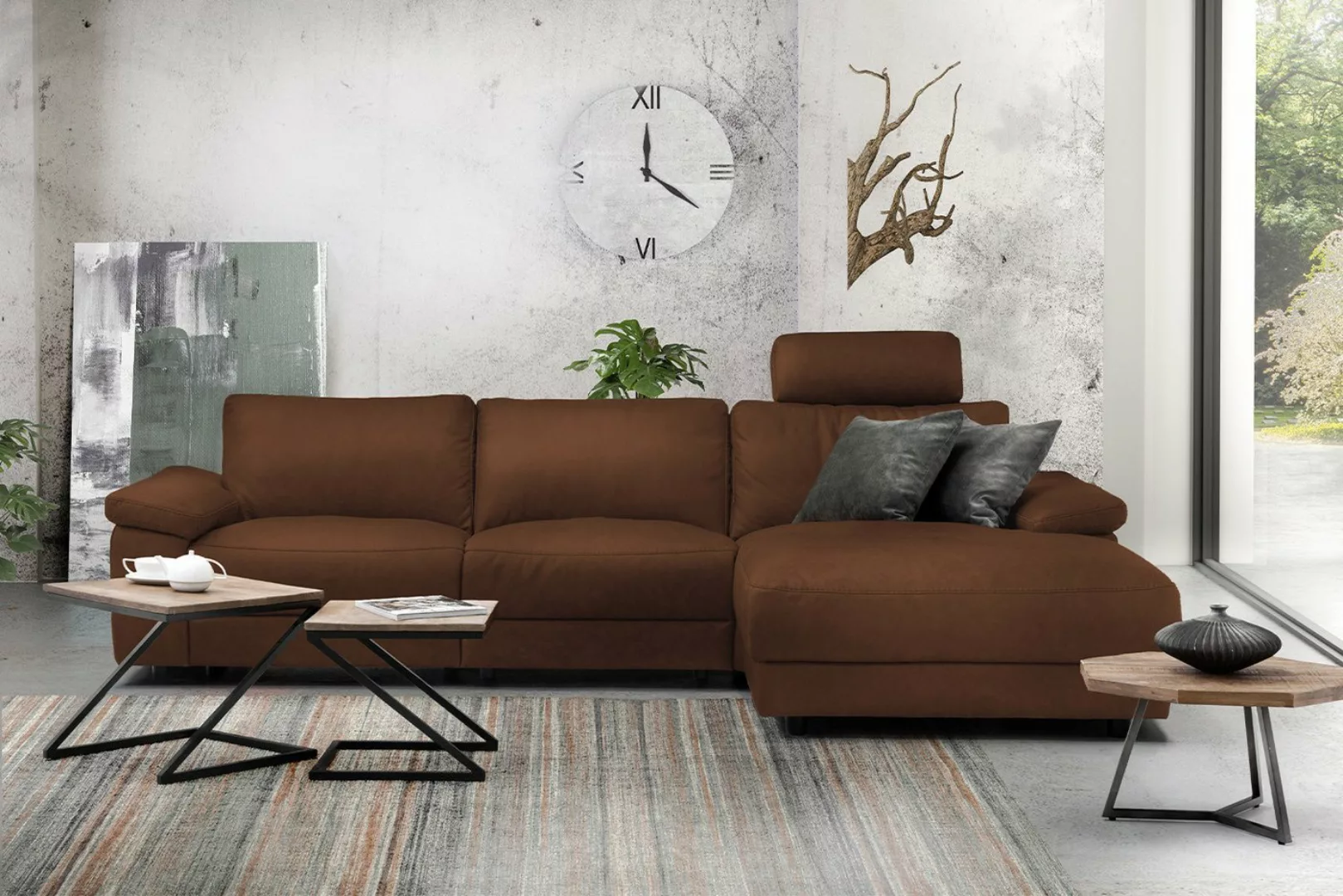 KAWOLA Ecksofa LOLA XL, Sofa Stoff od. Leder, Recamiere rechts od. links, v günstig online kaufen