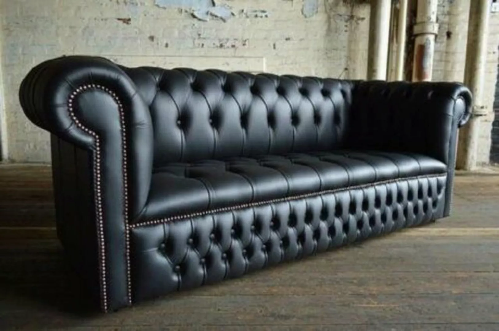 JVmoebel 3-Sitzer Schwarze Designer Sofa Couch Polster Big Sofas 100% Leder günstig online kaufen