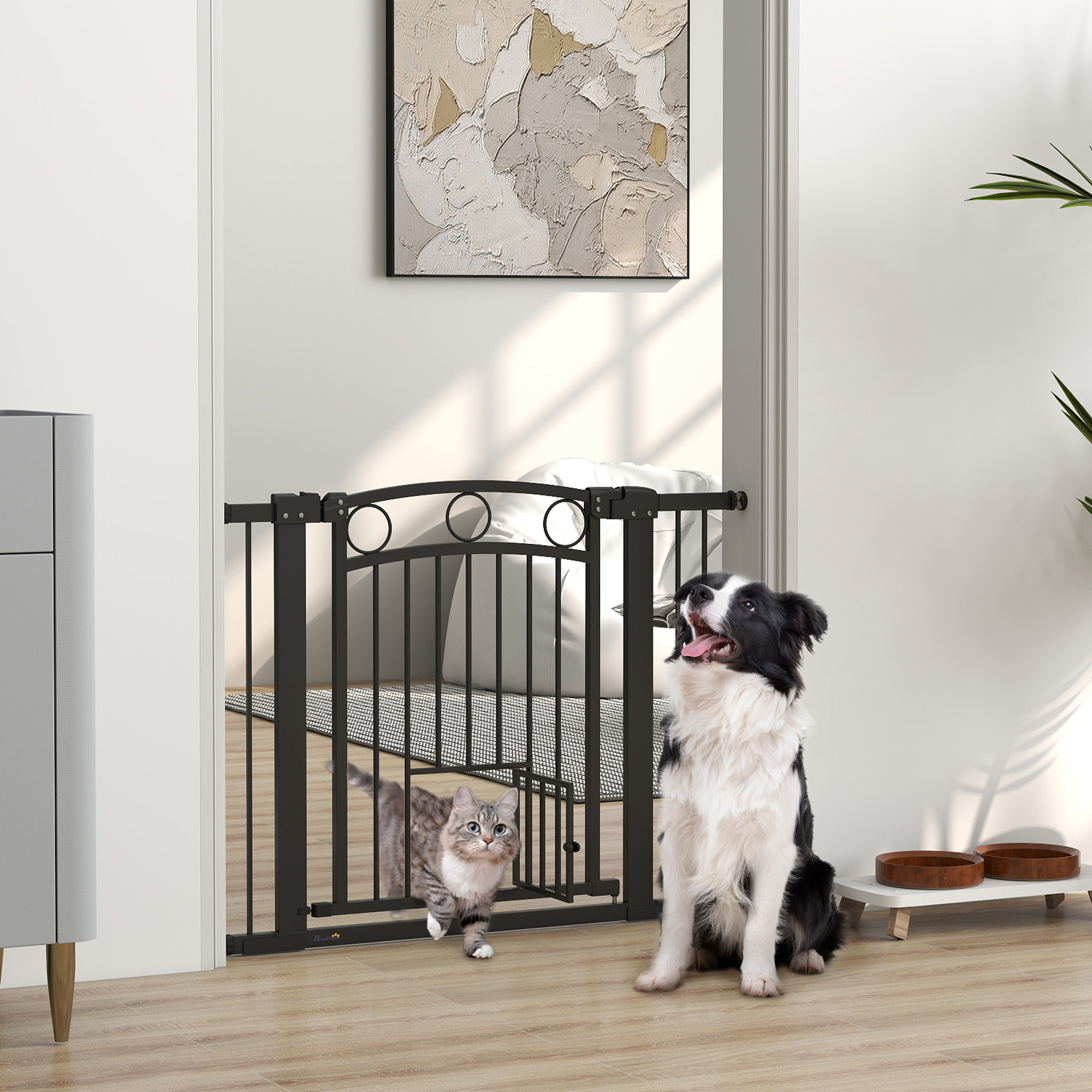 PawHut Türschutzgitter für Hunde, 76-104 x 77 cm Treppengitter ohne Bohren, günstig online kaufen