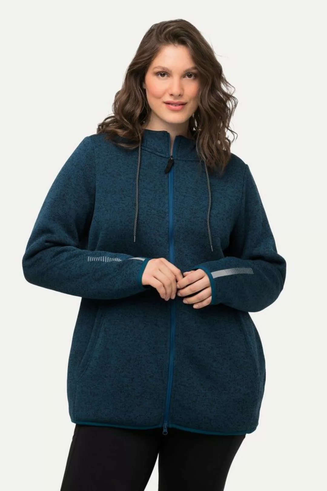 Ulla Popken Sweatjacke Strickfleece-Jacke Teddyfleece 2-Wege-Zipper günstig online kaufen