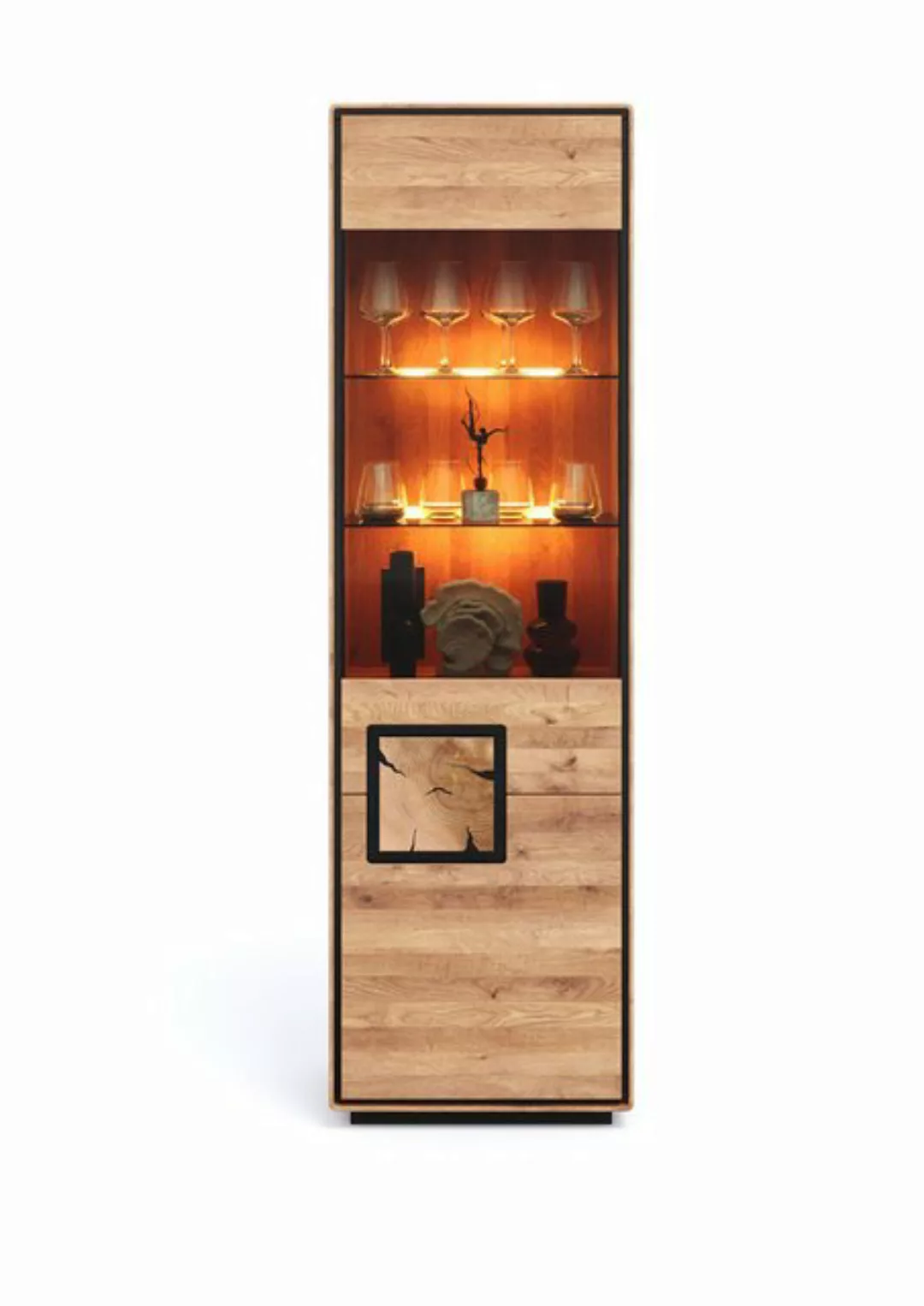 Main Möbel Vitrine Vitrine Schrank Rechtsanschlag 60x203cm Wildeiche Zarah günstig online kaufen