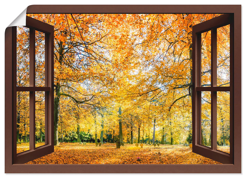 Artland Wandbild "Fensterblick - Herbstwald Panorama", Fensterblick, (1 St. günstig online kaufen