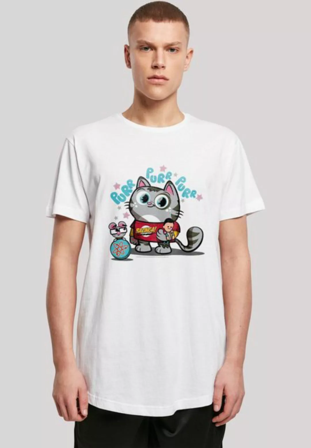 F4NT4STIC T-Shirt Long Cut Shirt 'Big Bang Theory Bazinga Kitty' Print günstig online kaufen