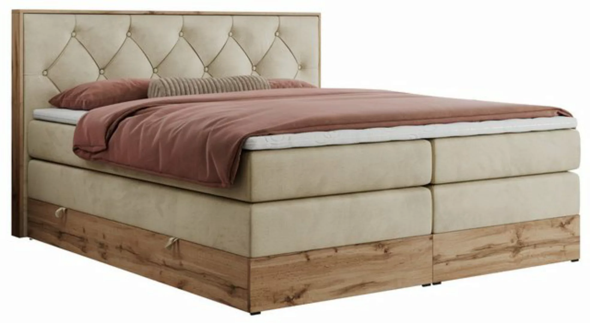 MKS MÖBEL Boxspringbett VENETO KING (Doppelbett mit Multipocket-Matratzen u günstig online kaufen