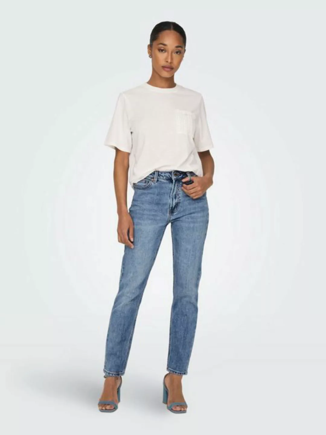 Only Damen Jeans ONLEMILY MAE0012 - Straight Fit - Blau - Medium Blue Denim günstig online kaufen
