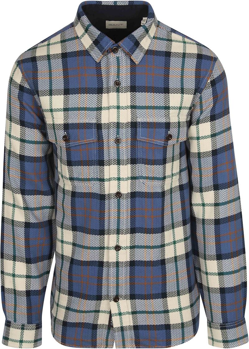 Gant Overshirt Herringbone Karos Blau - Größe M günstig online kaufen