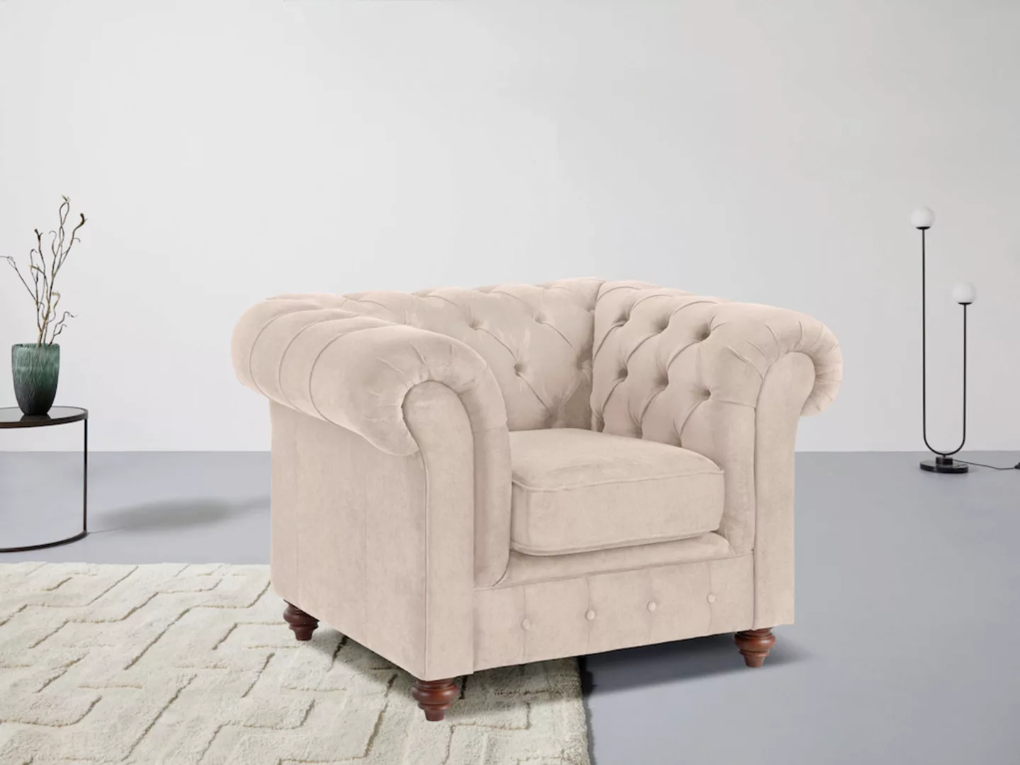 Home affaire Sessel "Chesterfield B/T/H: 105/69/74 cm", mit hochwertiger Kn günstig online kaufen