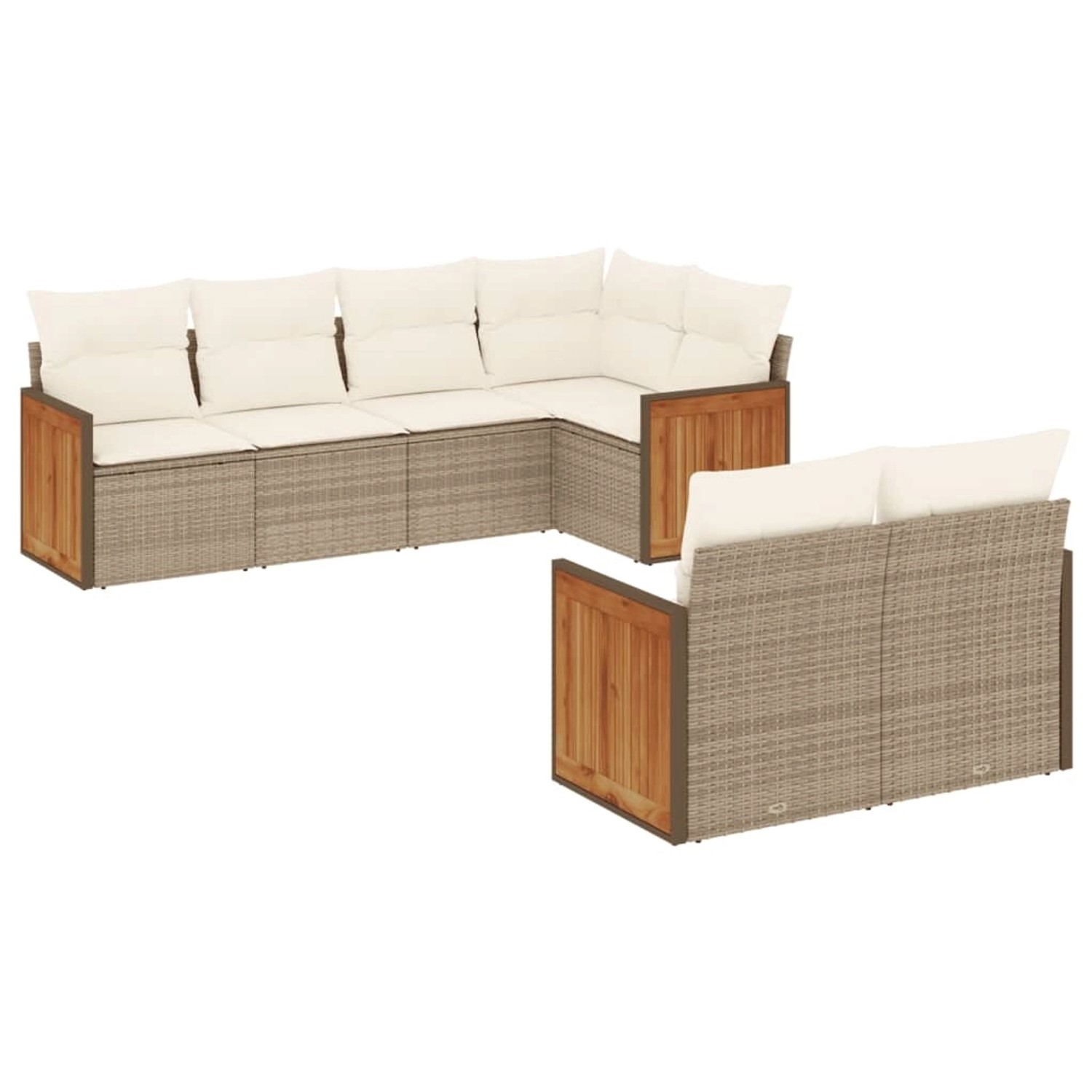 vidaXL 7-tlg Garten-Sofagarnitur mit Kissen Beige Poly Rattan Modell 279 günstig online kaufen