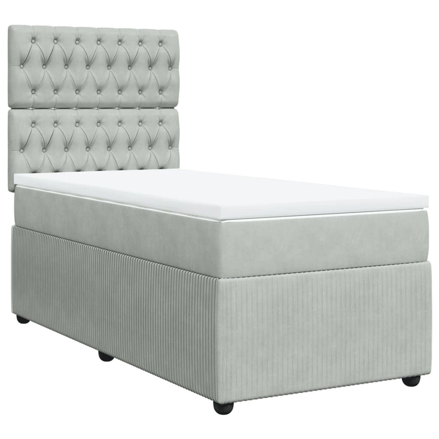 vidaXL Bettgestell Boxspringbett mit Matratze Hellgrau 100x200 cm Samt Bett günstig online kaufen