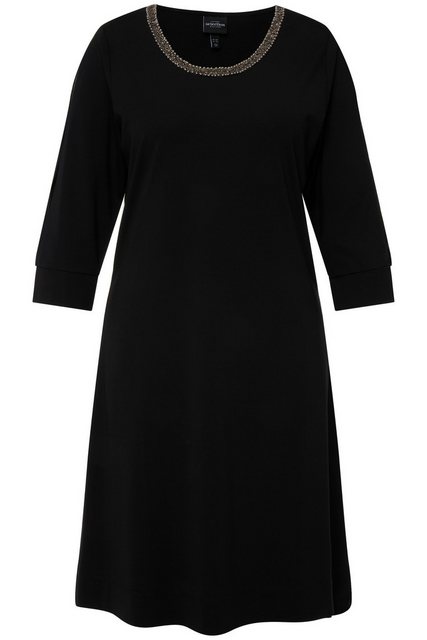 Ulla Popken Sommerkleid Midikleid Schmuckband A-Linie Rundhals 3/4-Arm günstig online kaufen