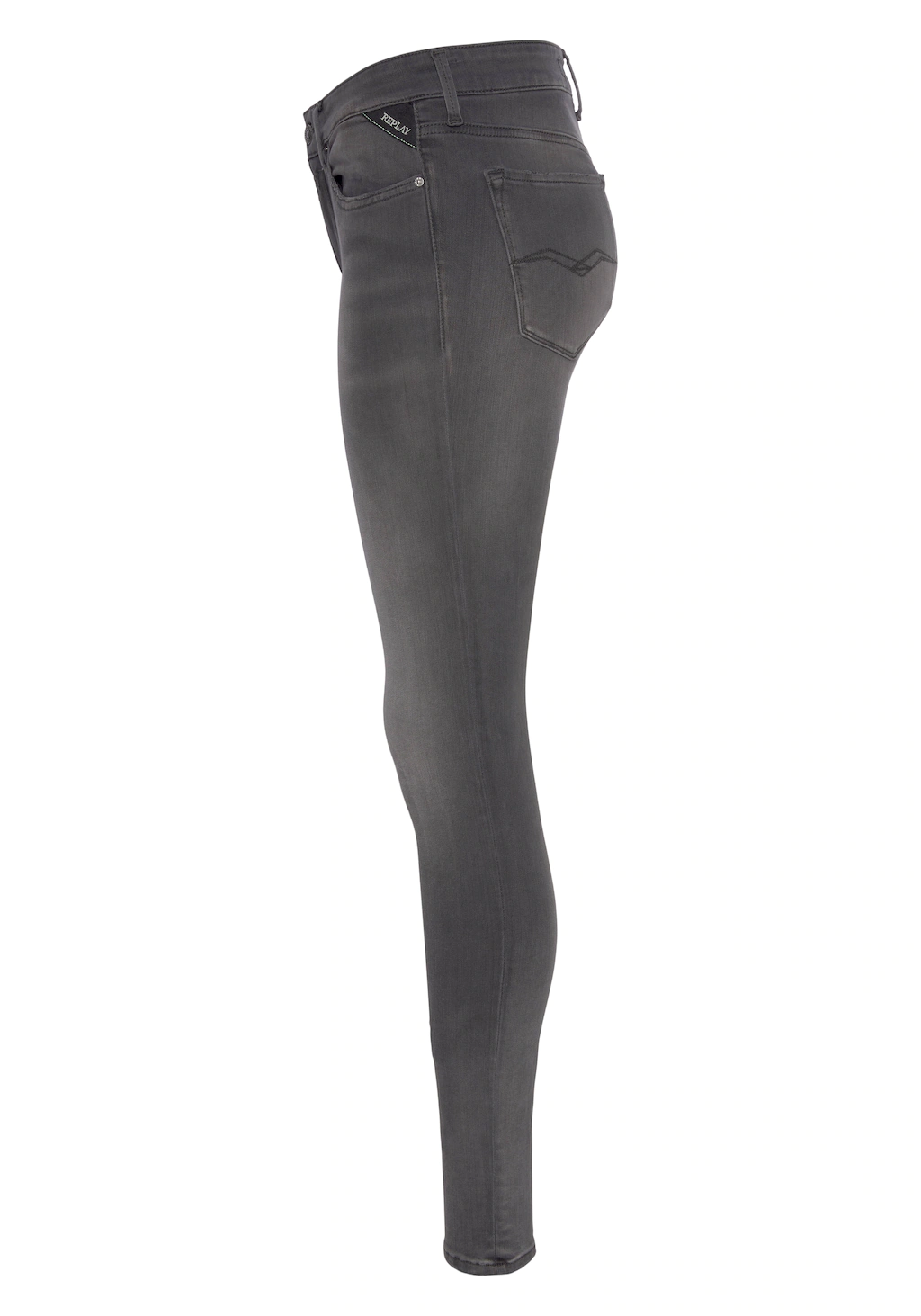 Replay Damen Jeans Luzien - Skinny Fit - Hyperflex - Grau - Medium Grey günstig online kaufen