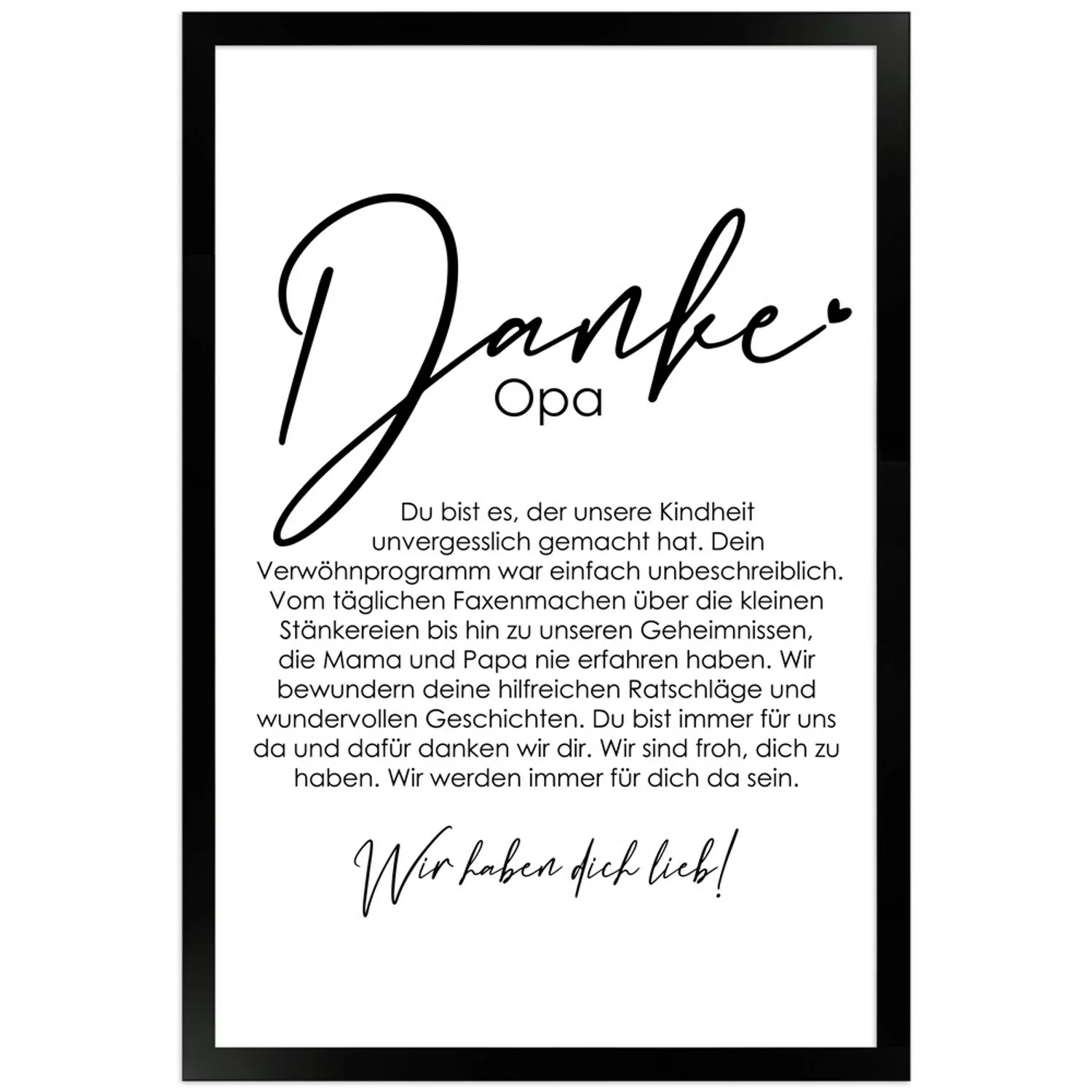 WANDStyle Gerahmtes Poster Danke Opa 30 x 45 cm Geschenkidee für Mehrere Pe günstig online kaufen