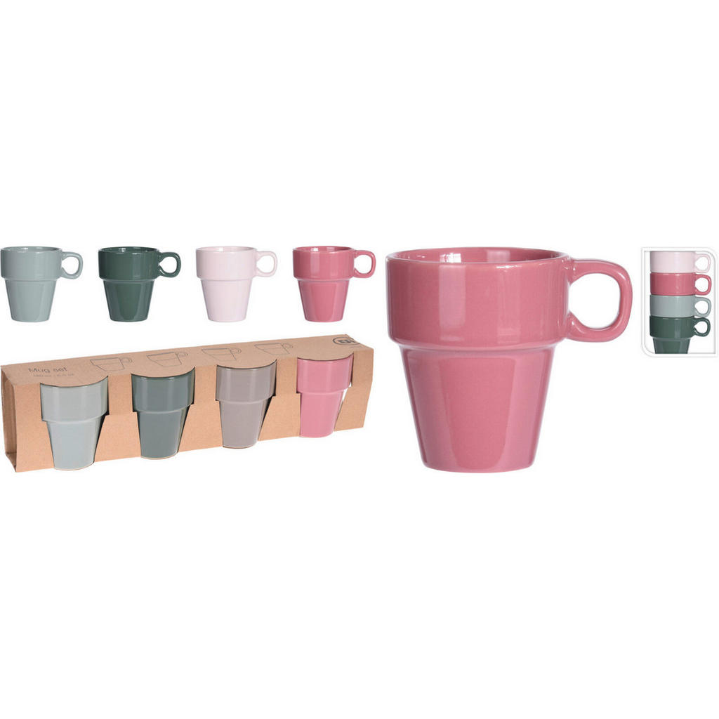 Kaffeebecherset multicolor Steingut 4 tlg. günstig online kaufen