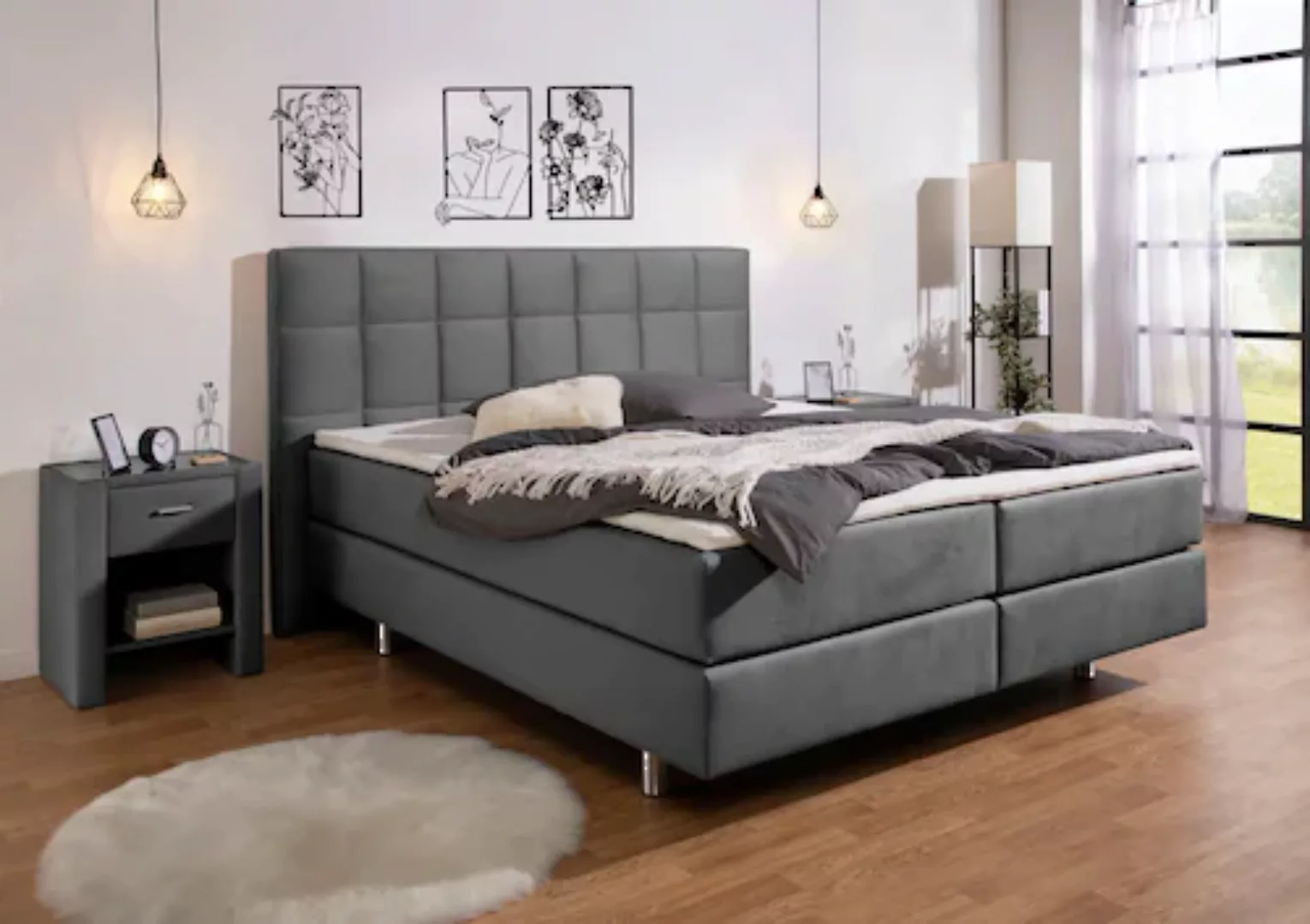 INOSIGN Boxspringbett »Loomis«, inkl. Topper, wahlweise in H2, H3 oder H4 e günstig online kaufen