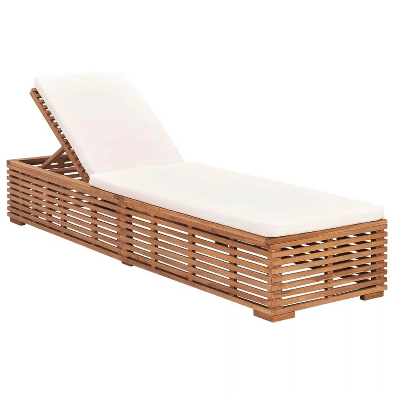 Sonnenliege Mit Creme Kissen Teak Massivholz günstig online kaufen