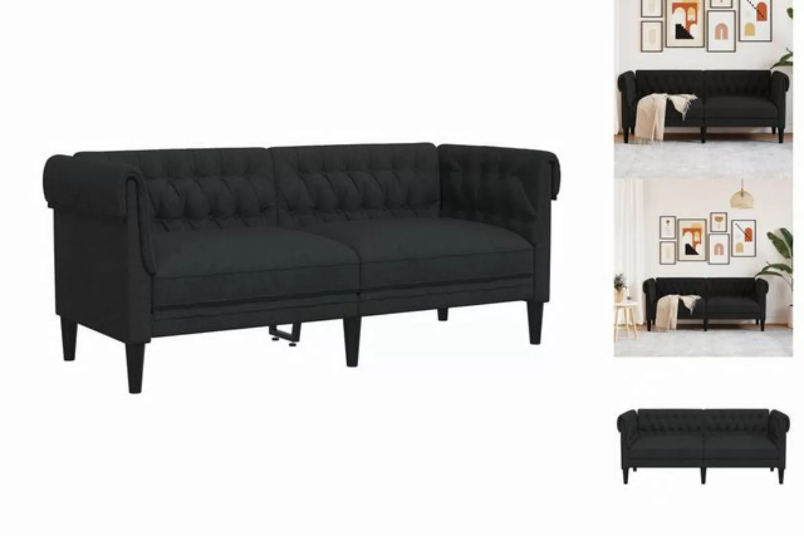 vidaXL Sofa Chesterfield-Sofa 2-Sitzer Schwarz Stoff günstig online kaufen