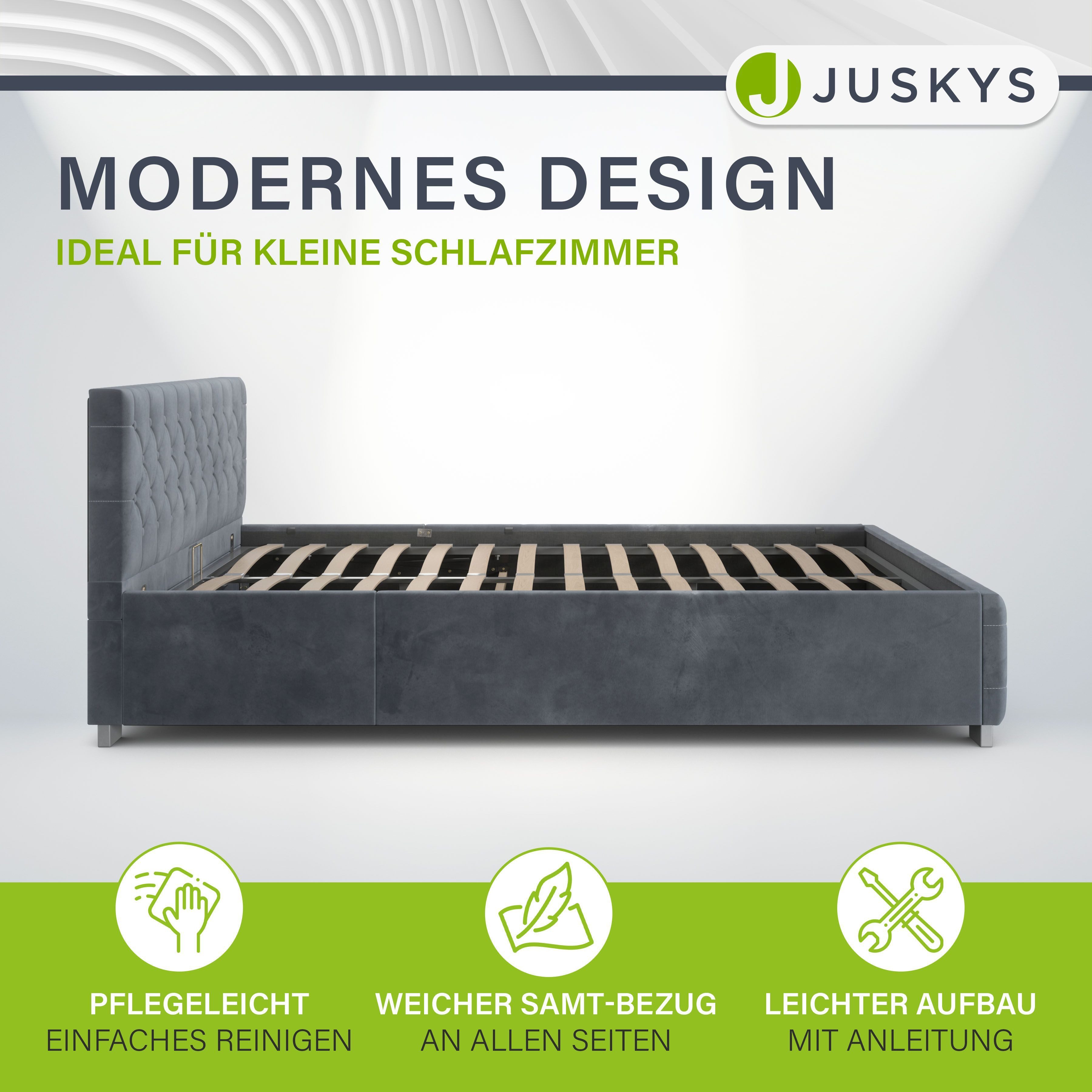 Juskys Polsterbett Nizza, 180x200 cm, LED günstig online kaufen