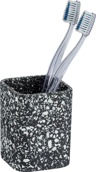 WENKO Zahnputzbecher »Terrazzo«, schwarz, aus Polyresin gefertigt günstig online kaufen
