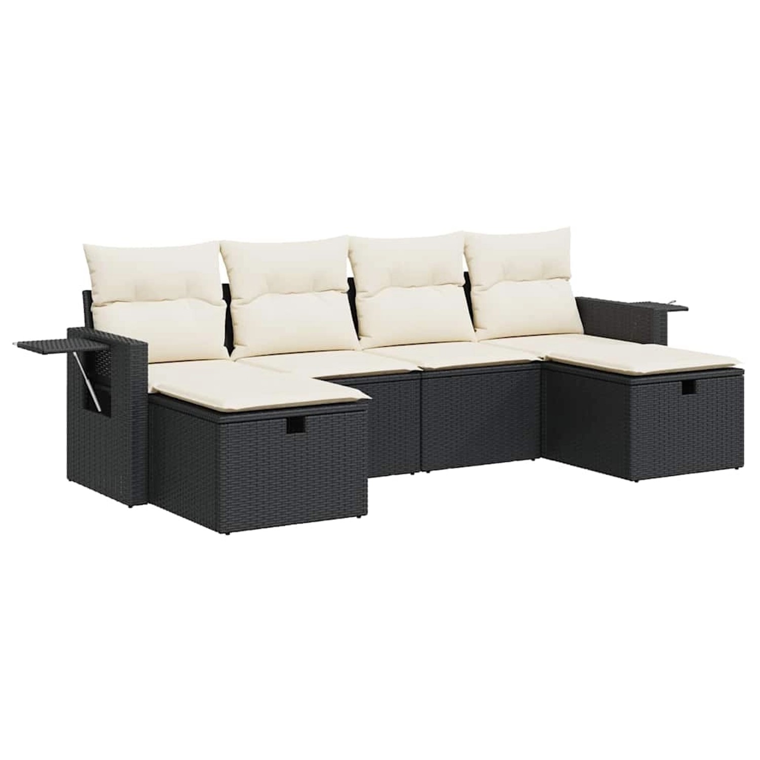 vidaXL 6-Tlg Garten-Sofagarnitur mit Kissen Schwarz Poly Rattan 3325522 günstig online kaufen