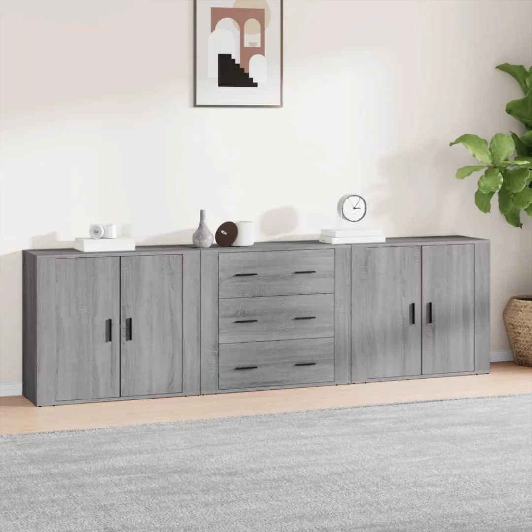 Vidaxl Sideboards 3 Stk. Grau Sonoma Holzwerkstoff günstig online kaufen