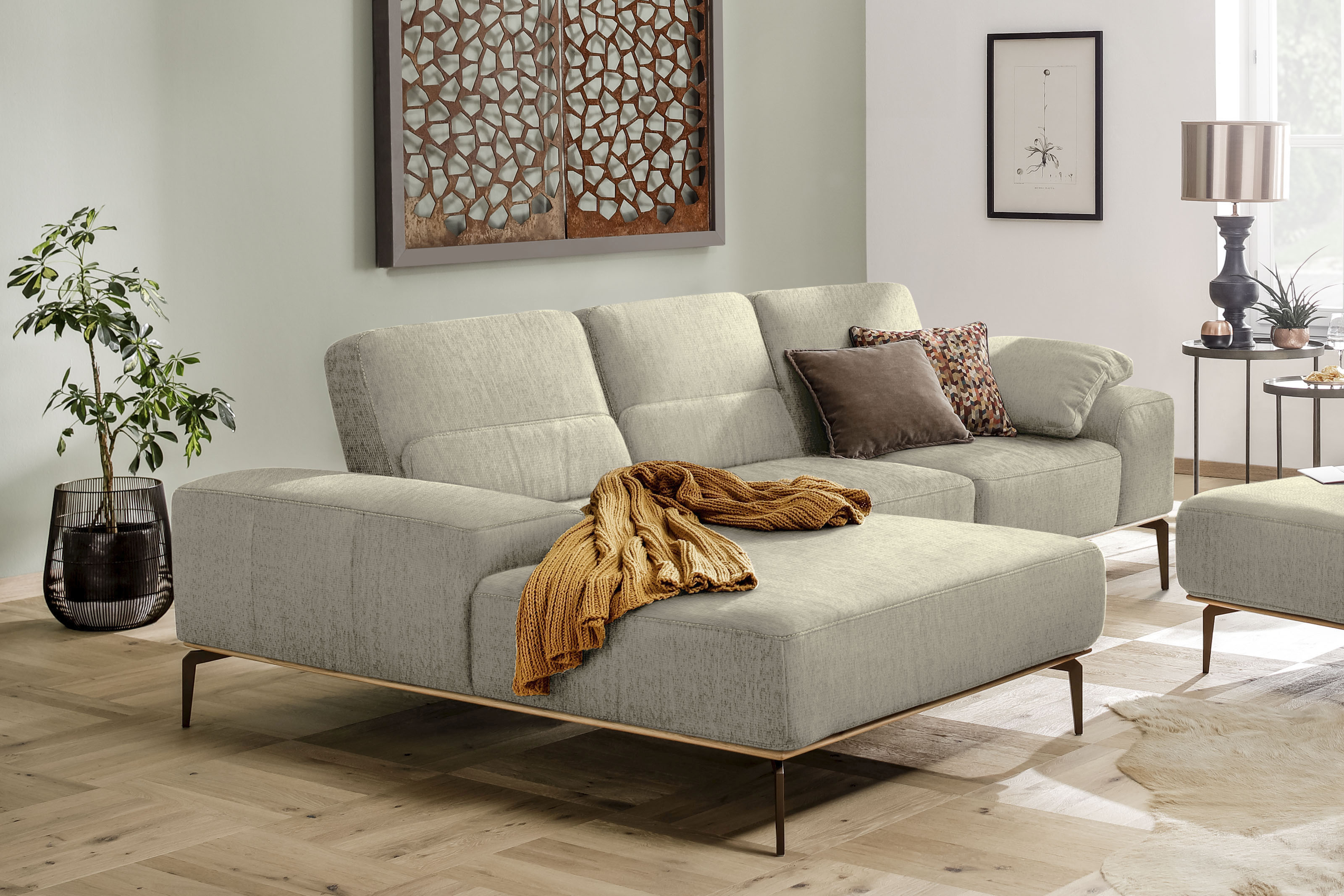 W.SCHILLIG Ecksofa run, mit Holzsockel, Füße in Bronze pulverbeschichtet, B günstig online kaufen