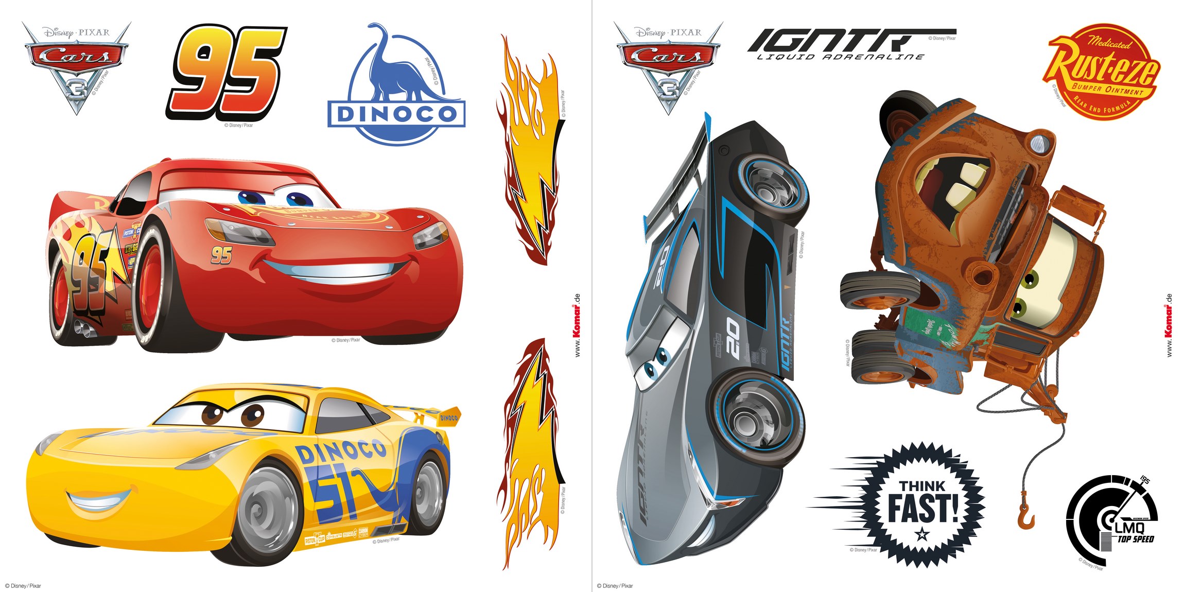 Komar Fenstersticker Cars 3 Autos 31 cm x 31 cm günstig online kaufen