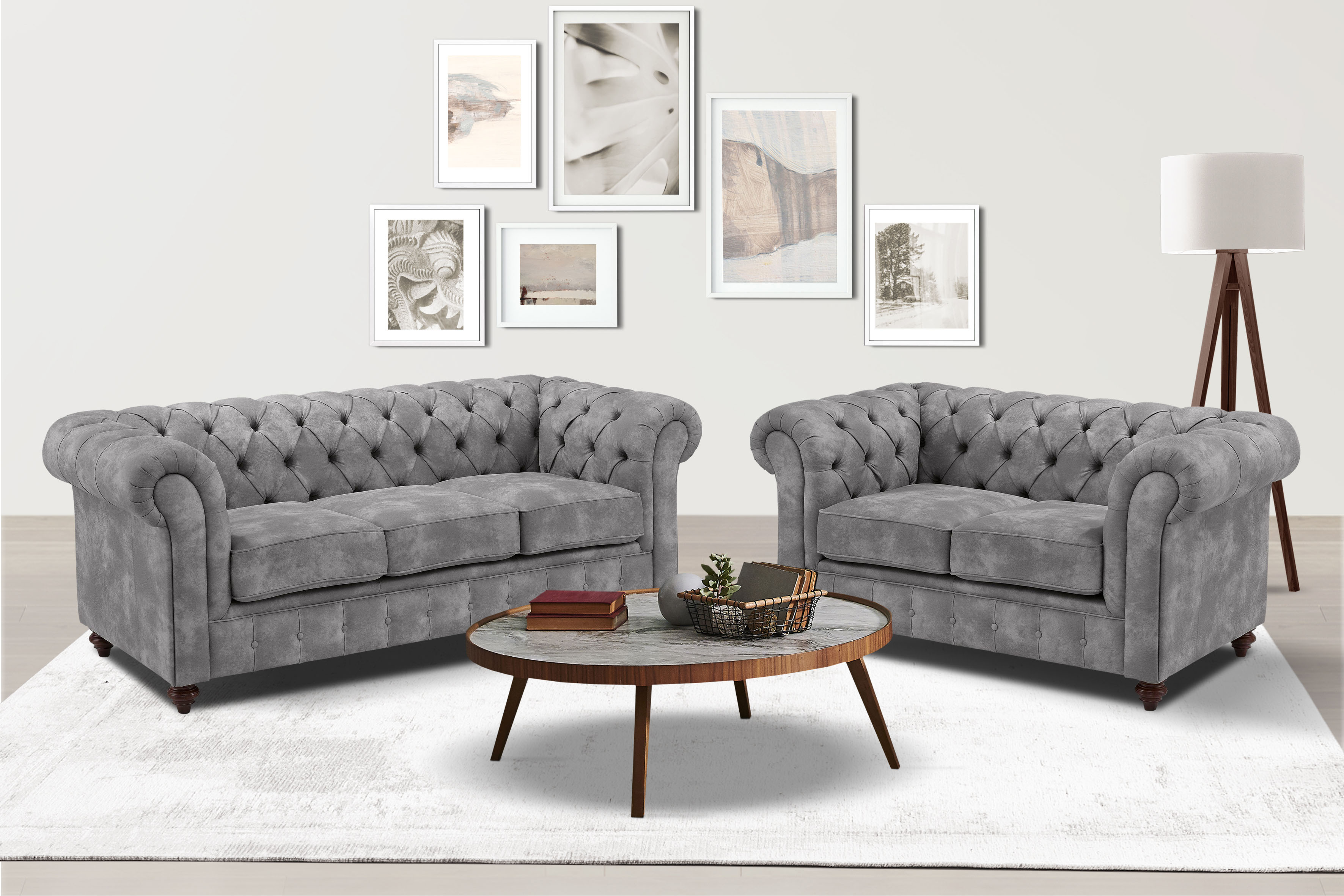 Home affaire Sitzgruppe "Chesterfield", (2 tlg.), hochwertige Knopfheftung, günstig online kaufen
