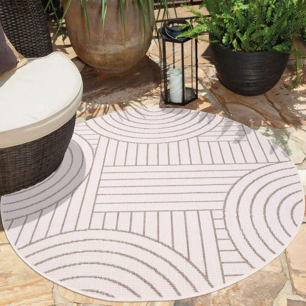 Carpet City Outdoorteppich »DUO RUG 5842«, rund, 5 mm Höhe, Wendeteppich We günstig online kaufen