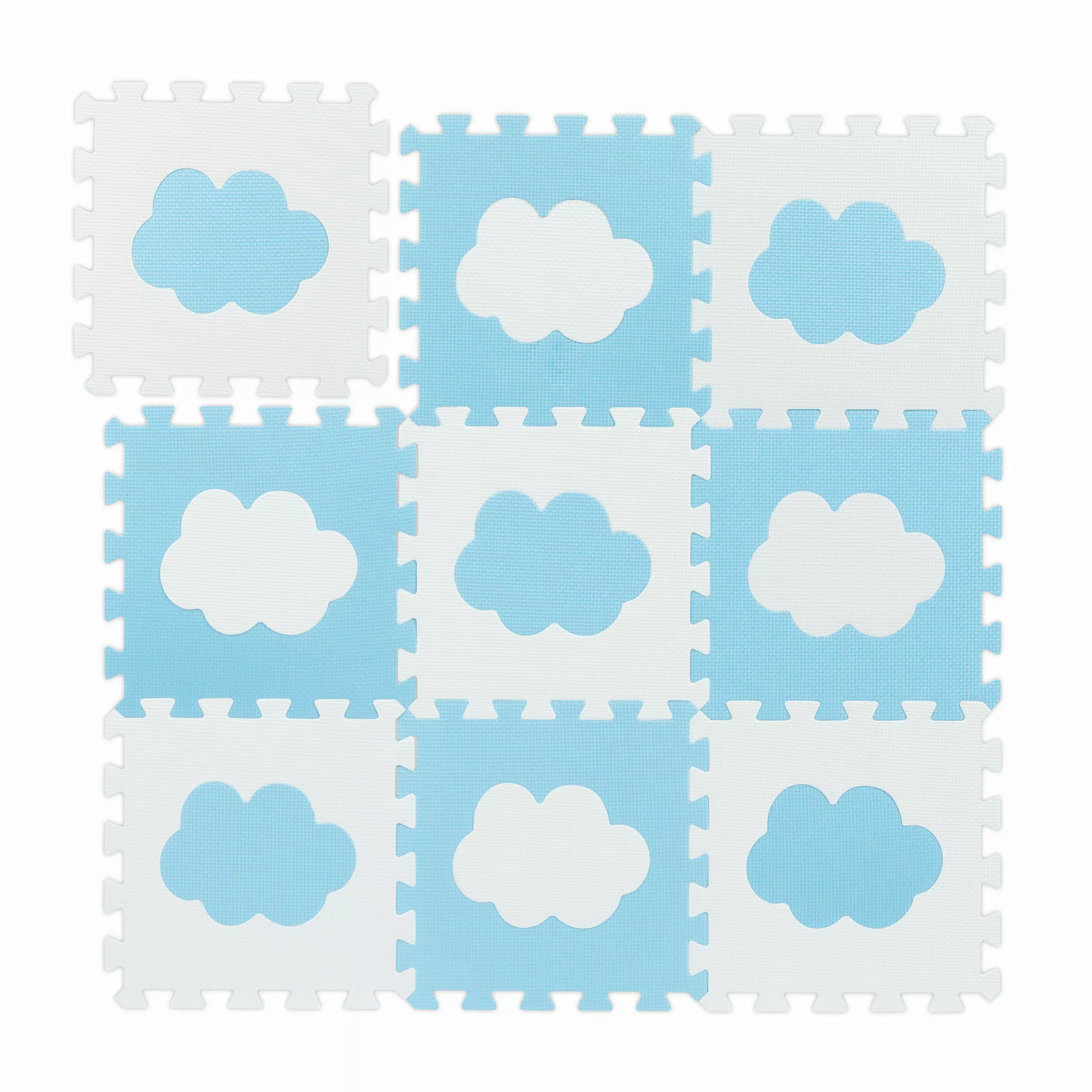 relaxdays Spielmatte 18-tlg. Puzzlematte Wolke, Weiß-Blau günstig online kaufen