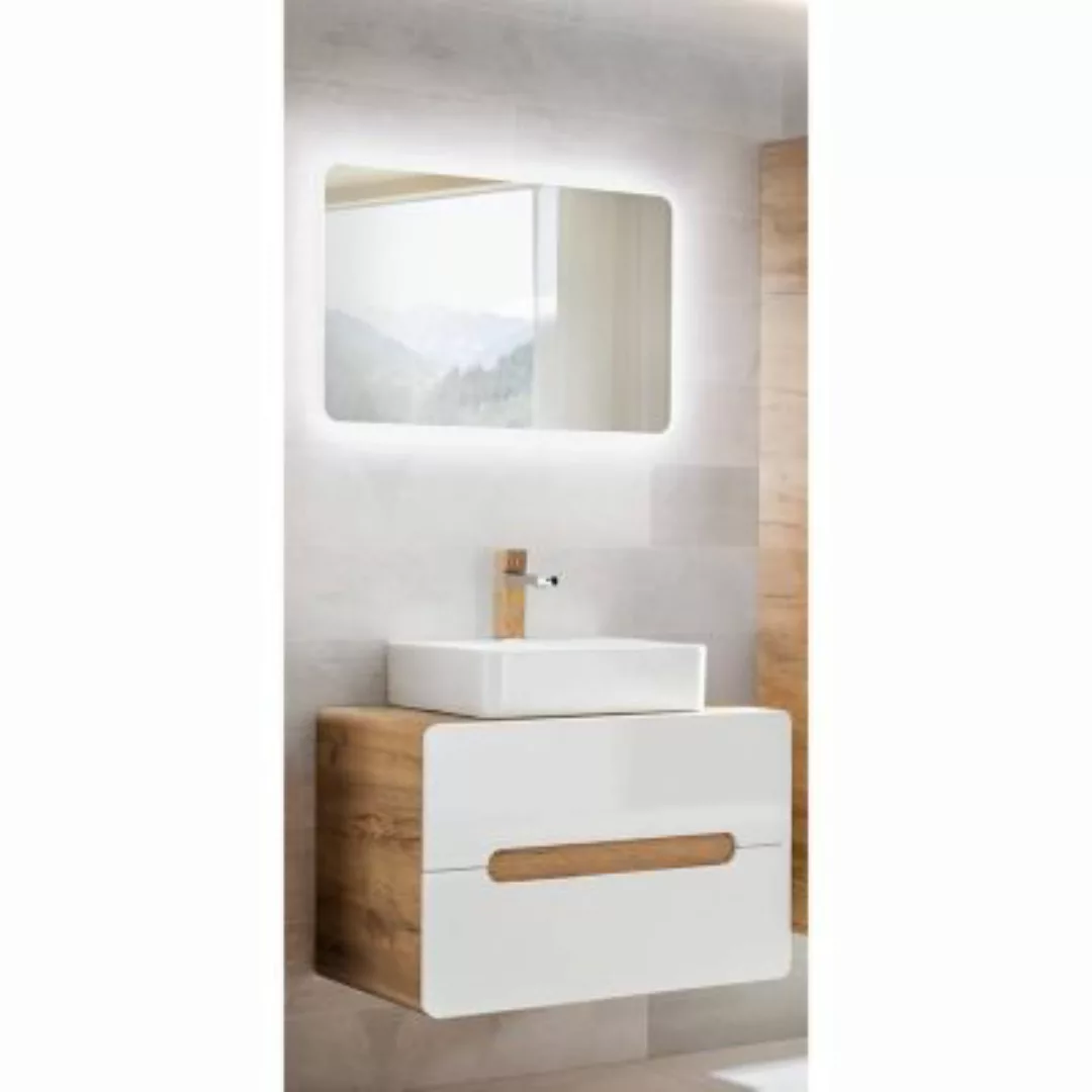 Lomadox Badezimmer Waschplatz Set mit Keramik-Waschtisch LUTON-56 Hochglanz günstig online kaufen