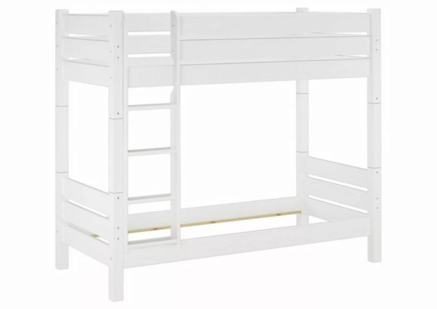 ERST-HOLZ Etagenbett Stabile Stockbett aus Kiefer in weiß 100x220 cm mit Ni günstig online kaufen