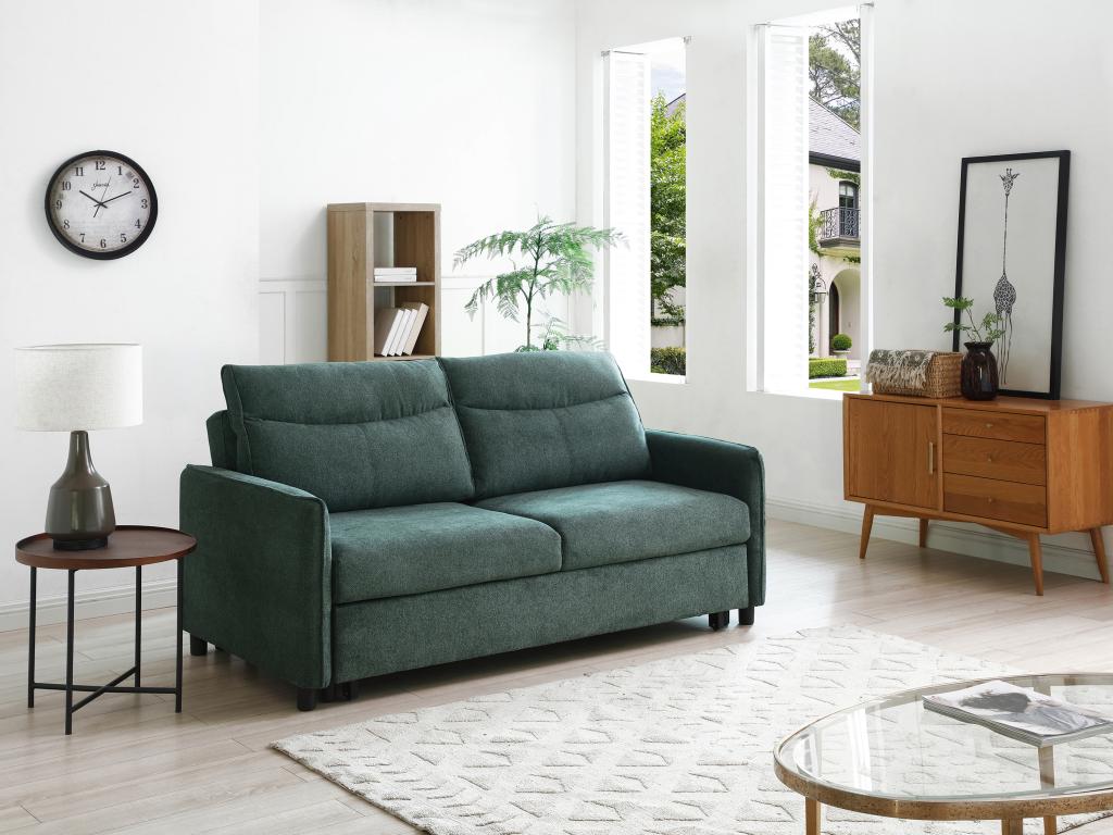 Sofa 3-Sitzer mit Schlaffunktion - Stoff - Grün - IPANEDA günstig online kaufen