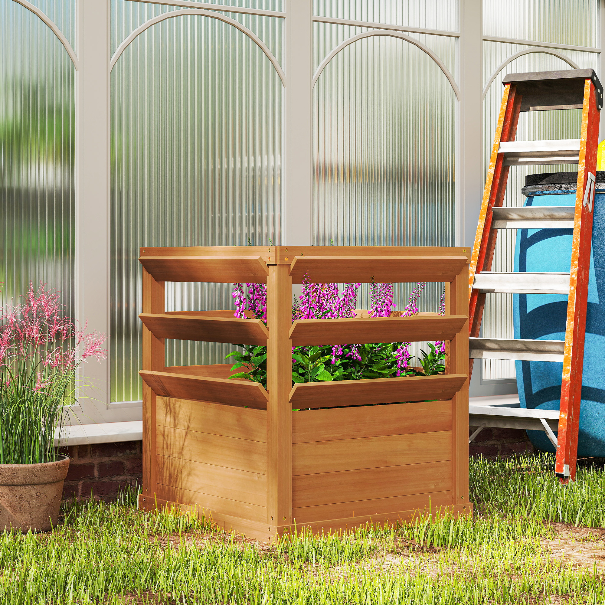 Outsunny Hochbeet Pflanzkasten mit Rankgitter offene Boden, Spalier Pflanzk günstig online kaufen
