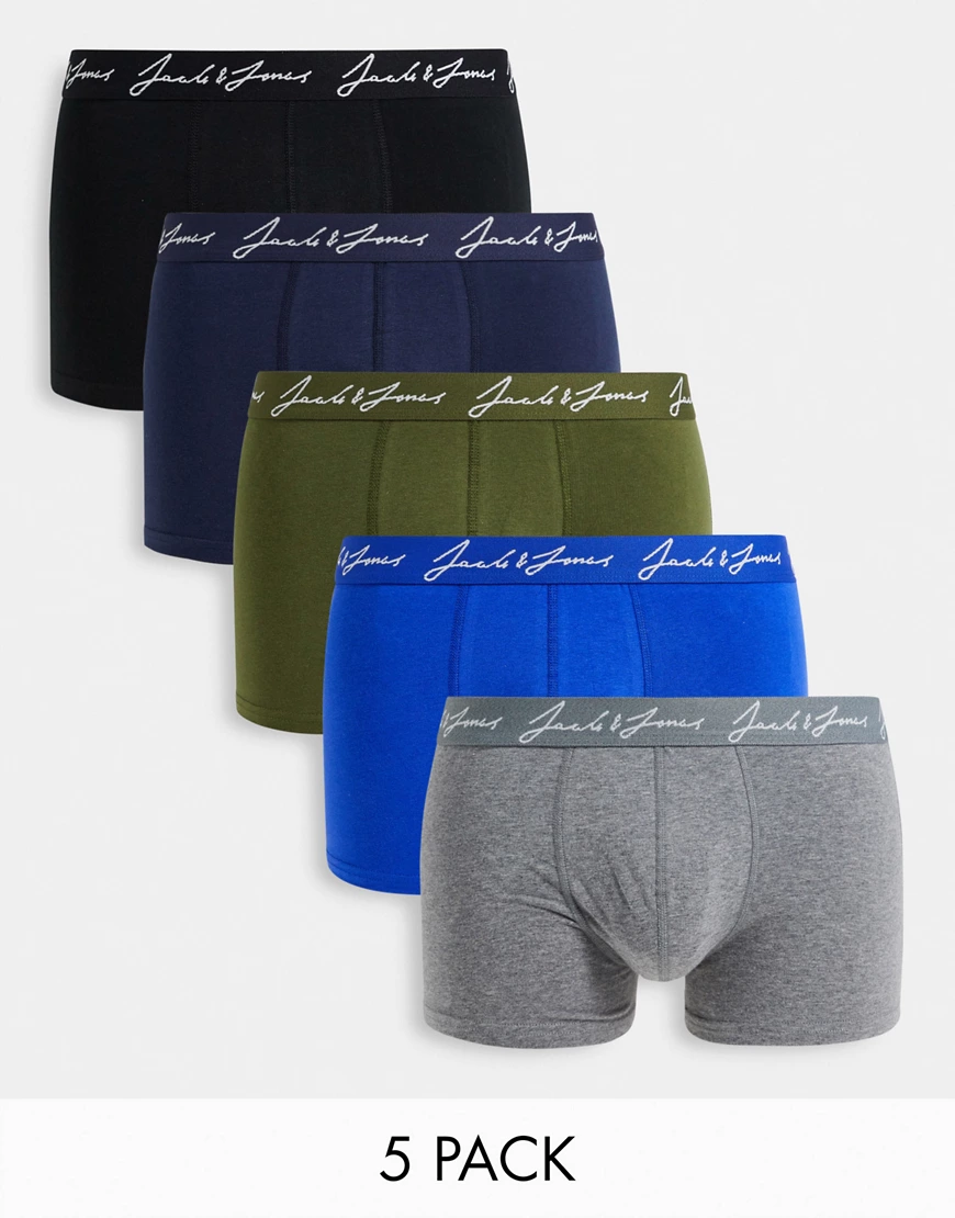 Jack & Jones – 5er Packung Unterhosen in verschiedenen Farben-Mehrfarbig günstig online kaufen